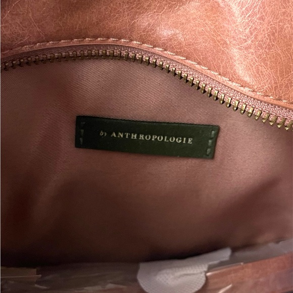 Anthropologie Half Moon Vegan Leather Crossbody Bag – Adjustable Strap – Brown